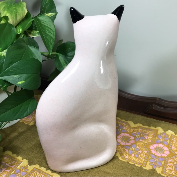 SOLD N.S. Gustin Pink & Black Hand Painted Cat - Picture 5 of 10